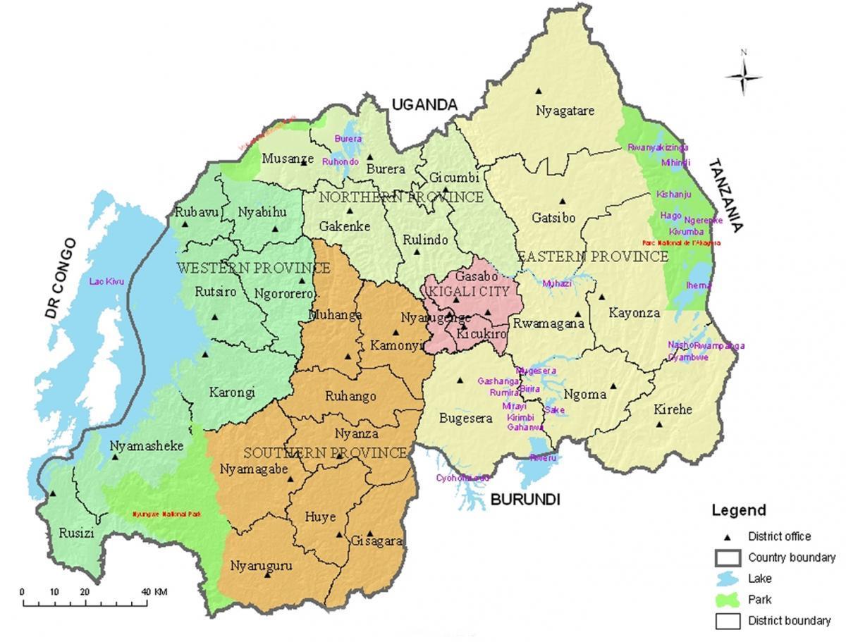 地図のルワンダとの区分野
