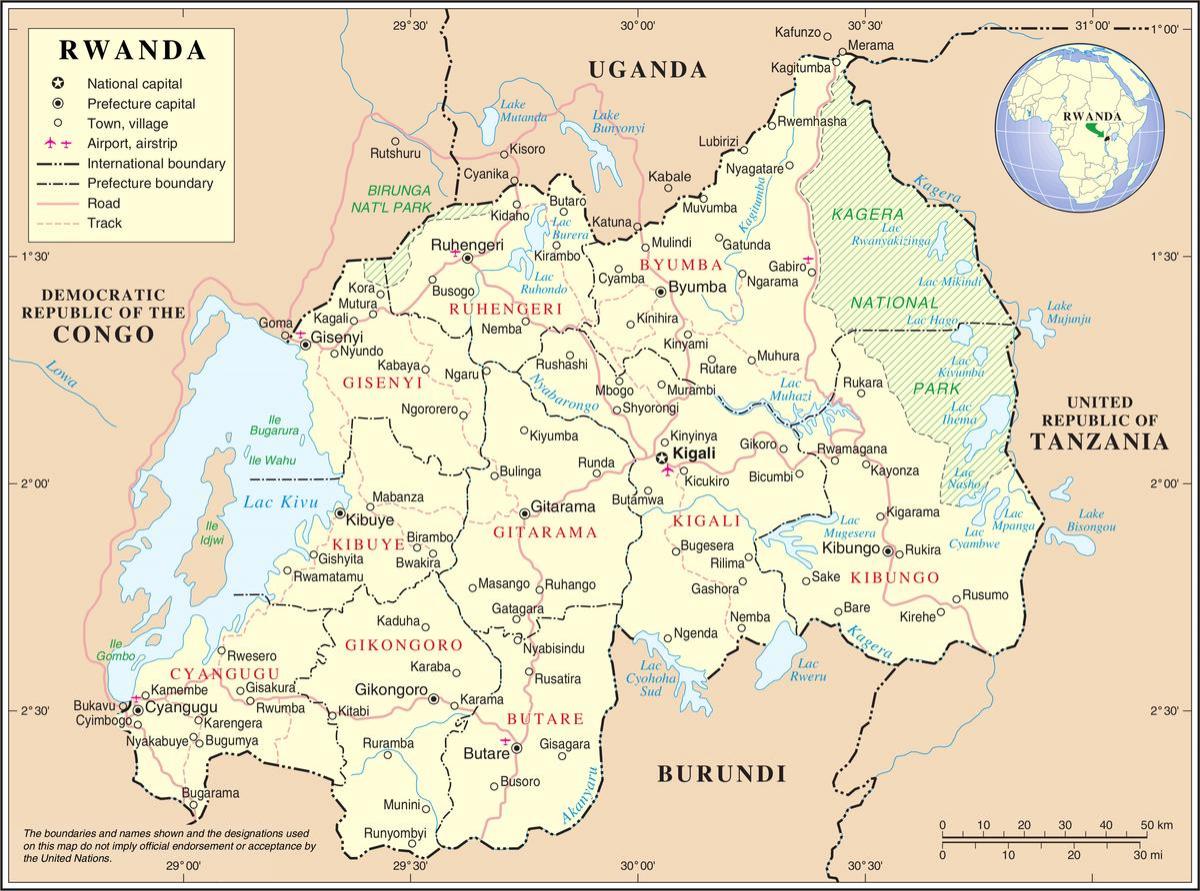 地図地図のルワンダ周辺国