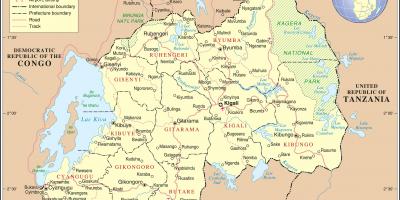 地図の行政地図のルワンダ